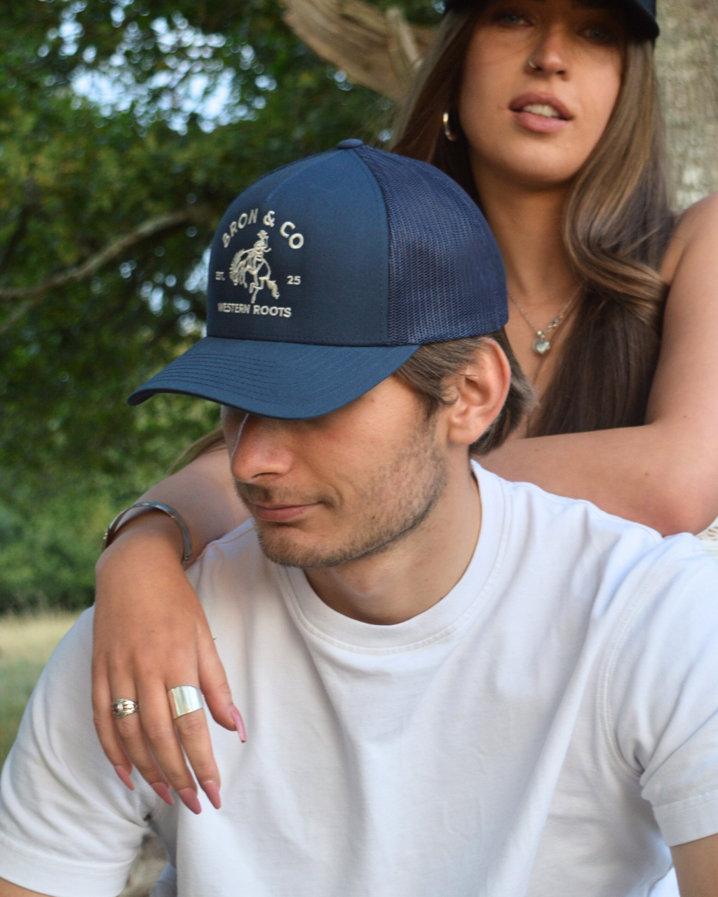 Heritage Navy and Bone Classic Logo Trucker