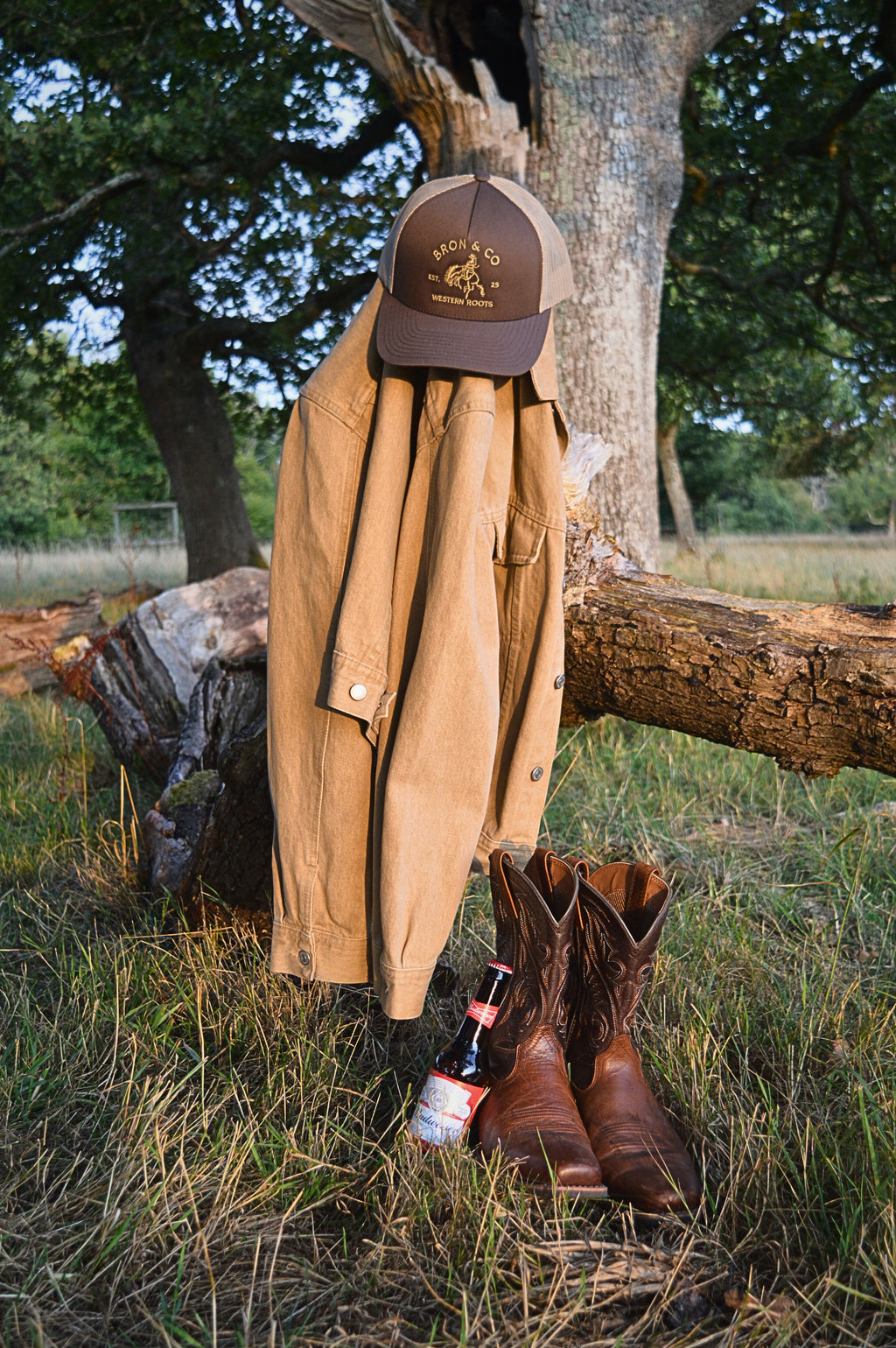 Saddle Brown and Khaki Classic Logo Trucker