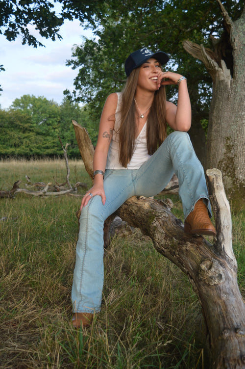 Heritage Navy and Bone Classic Logo Trucker