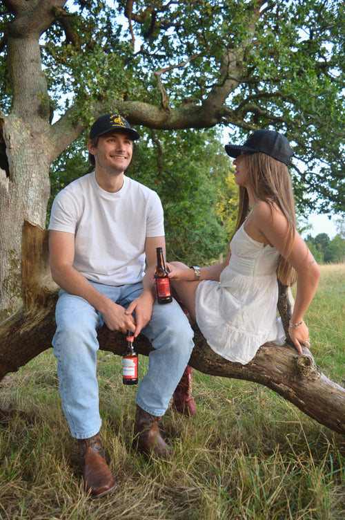 Black and Yellow Gold Classic Logo Trucker