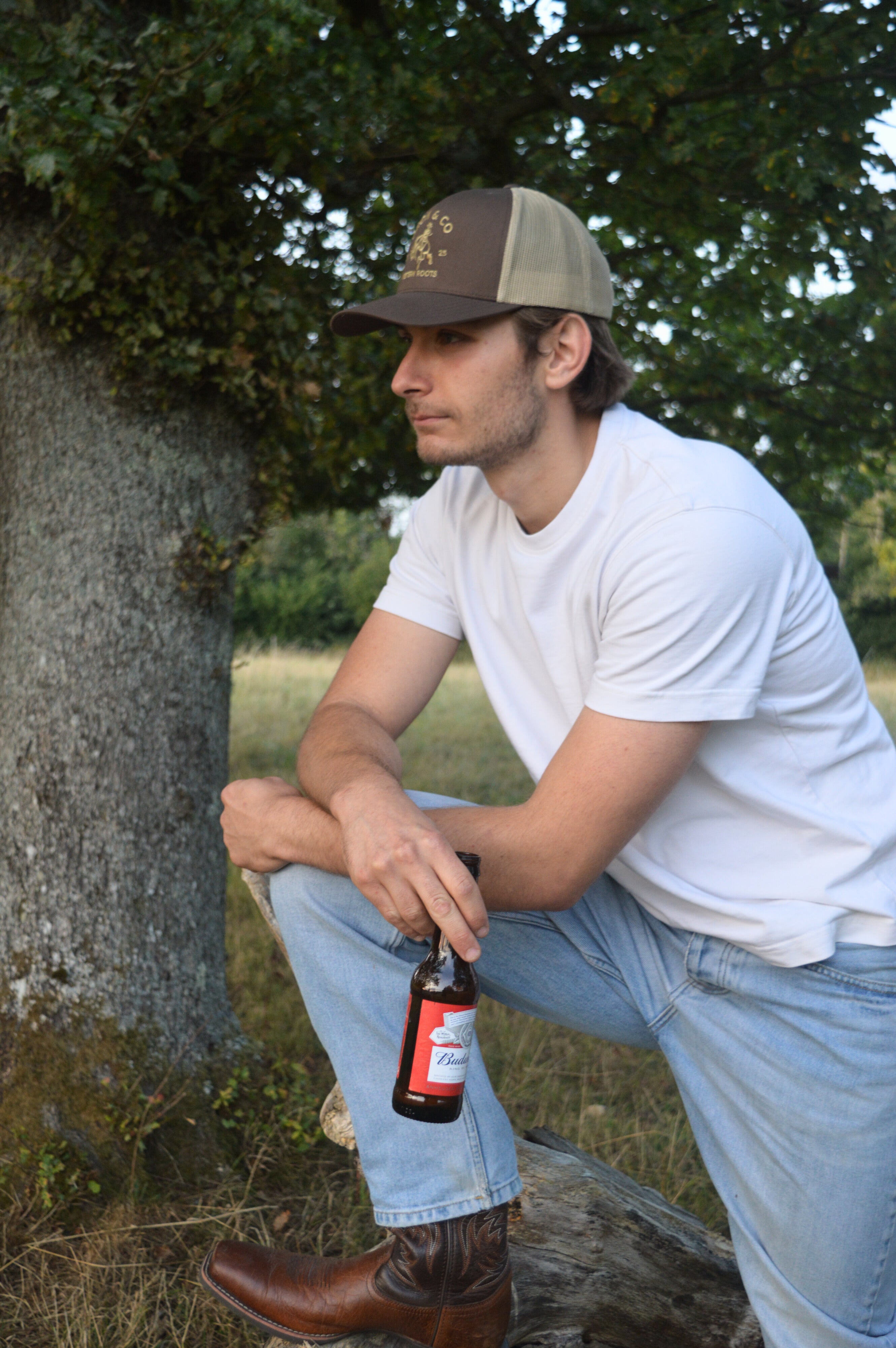 Saddle Brown and Khaki Classic Logo Trucker