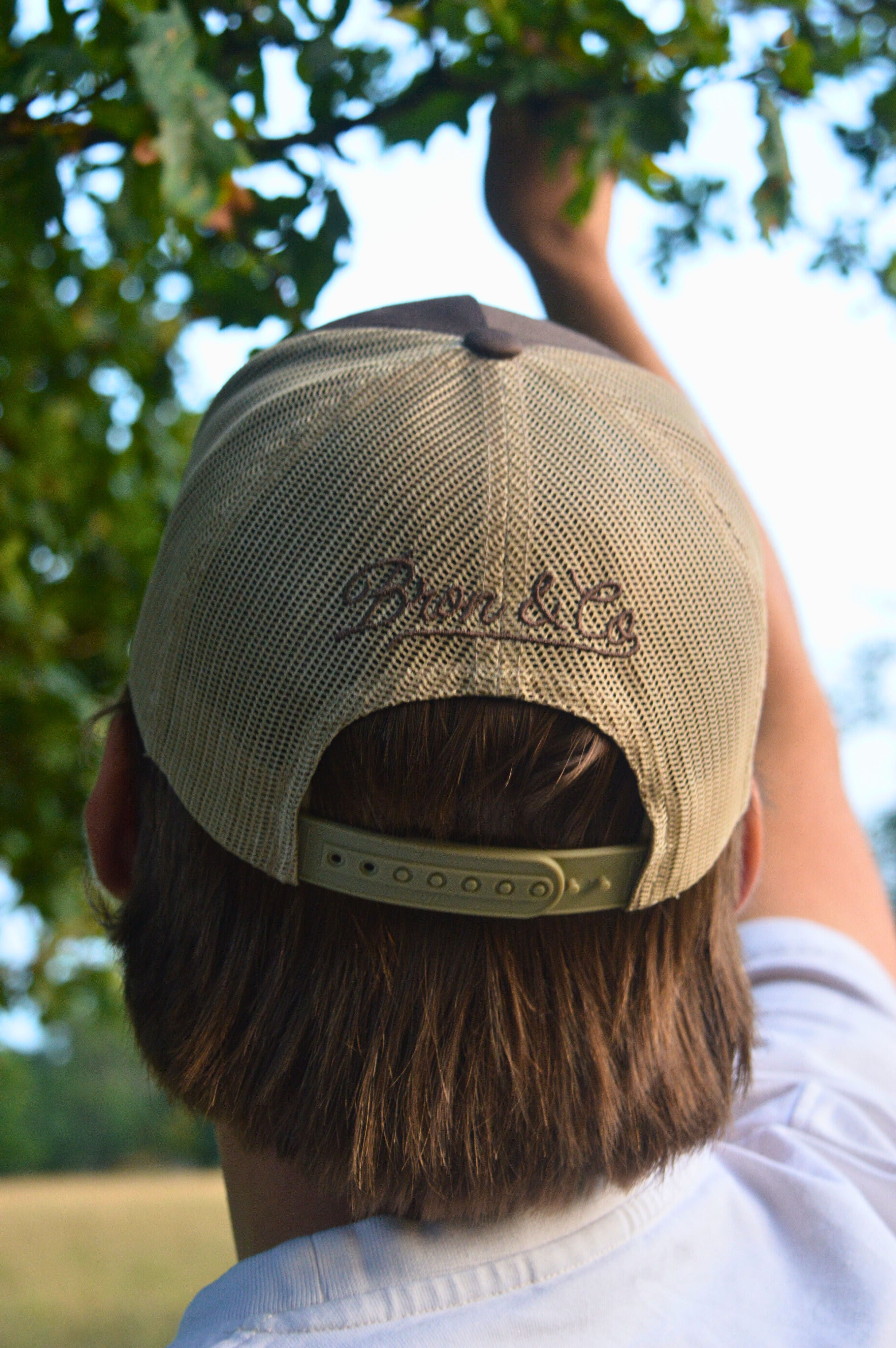 Saddle Brown and Khaki Classic Logo Trucker