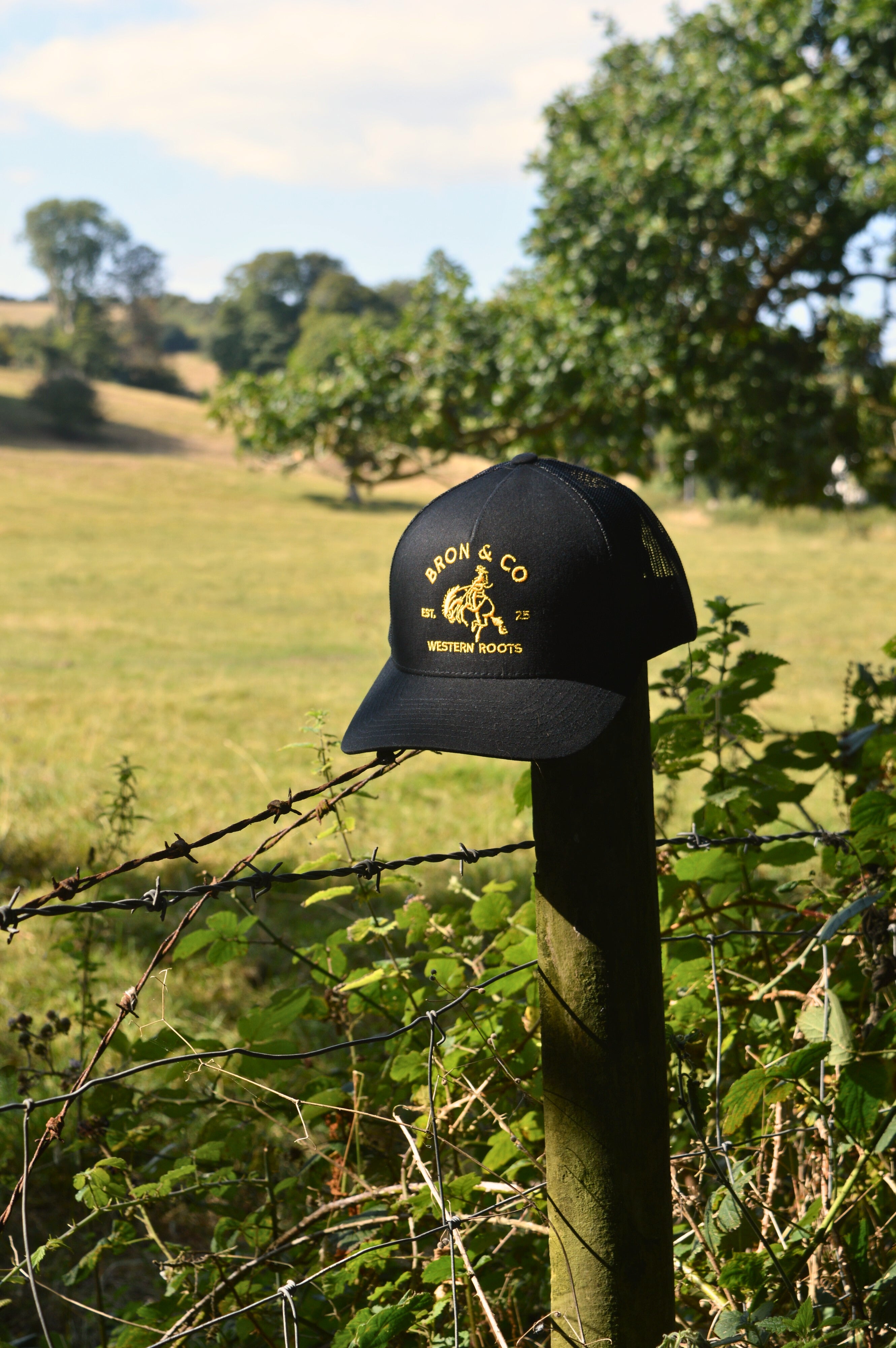 Black and Yellow Gold Classic Logo Trucker